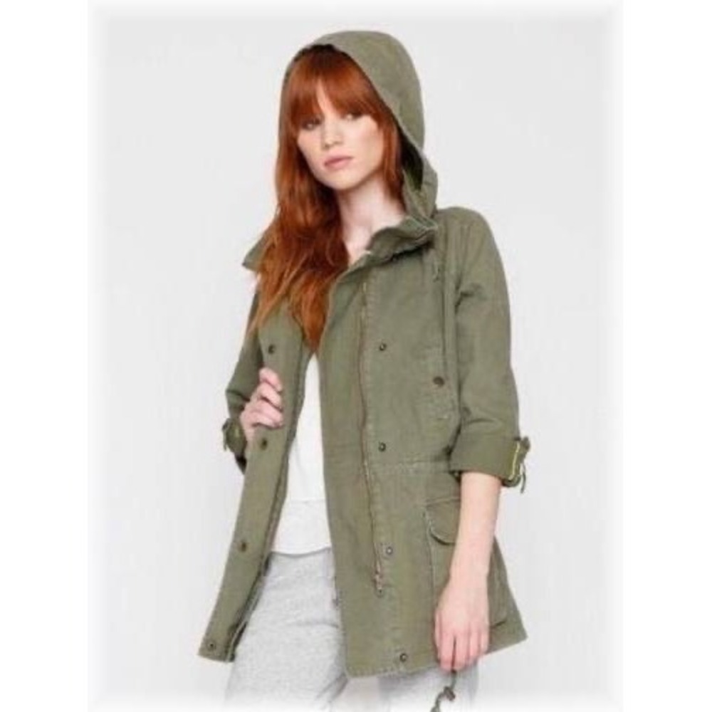 Willow & Clay Olive Green Utility Anorak Jacket Hooded Cotton Canvas WC2177-N13M